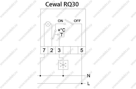 Схема подключения терморегулятора Cewal RQ30 для системы кондиционирования