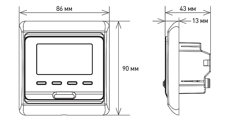 Габаритные размеры терморегулятора E 51.716