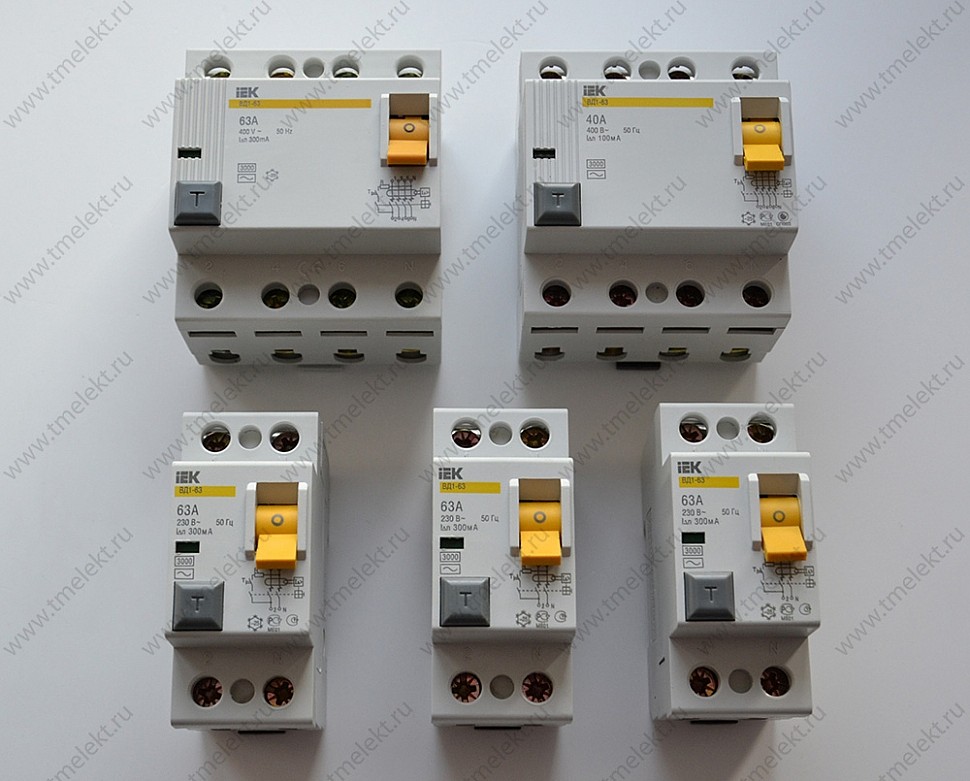 Выключатель дифференциального тока ВД1-63 (УЗО) двухполюсные и четырехполюсные 100, 300 mA