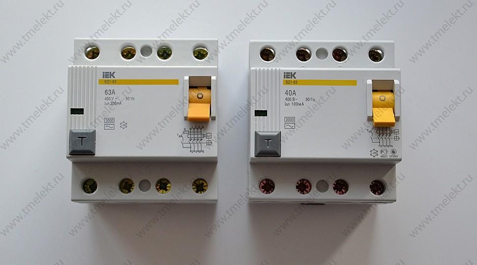 Выключатель дифференциального тока ВД1-63 (УЗО), четырехполюсные 100 и 300 mA