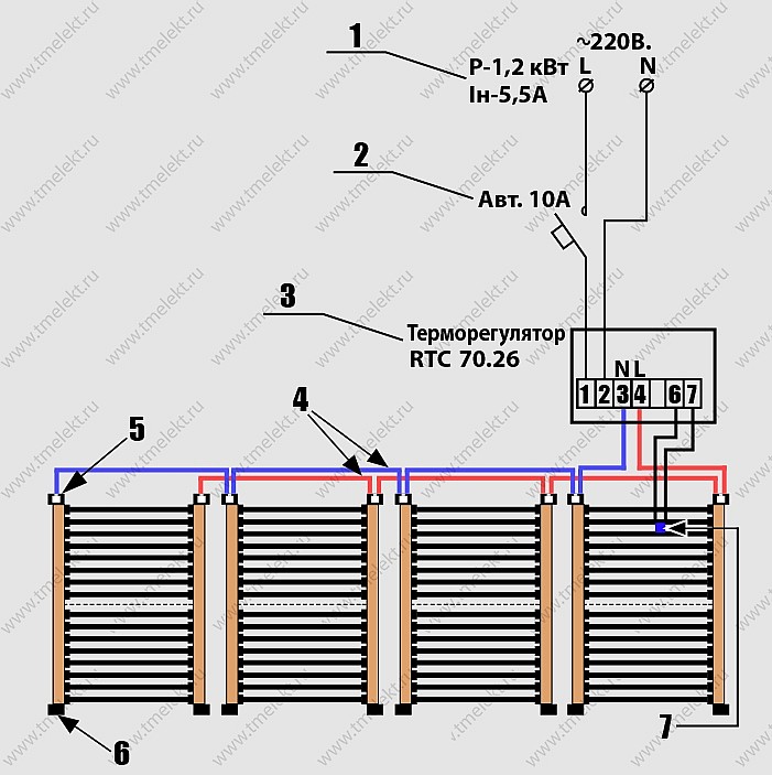 Схема подключения инфракрасного пленочного теплого пола