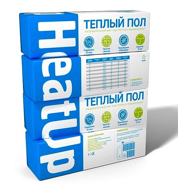 Нагревательный мат HeatUp в упаковке, коробка HeatUp