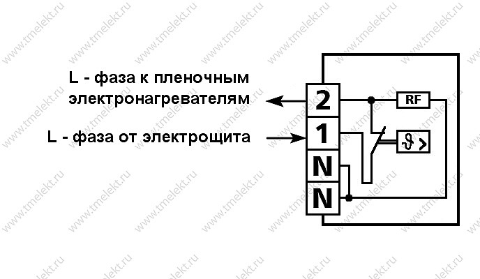 Терморегулятор Eberle RTR-E 3521 – схема подключения пленочный нагревателей